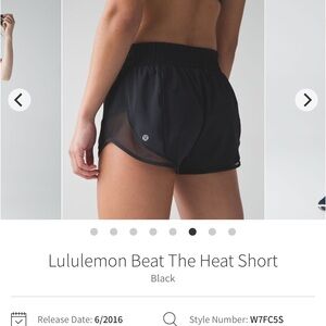 Lululemon Beat the Heat shorts size 6